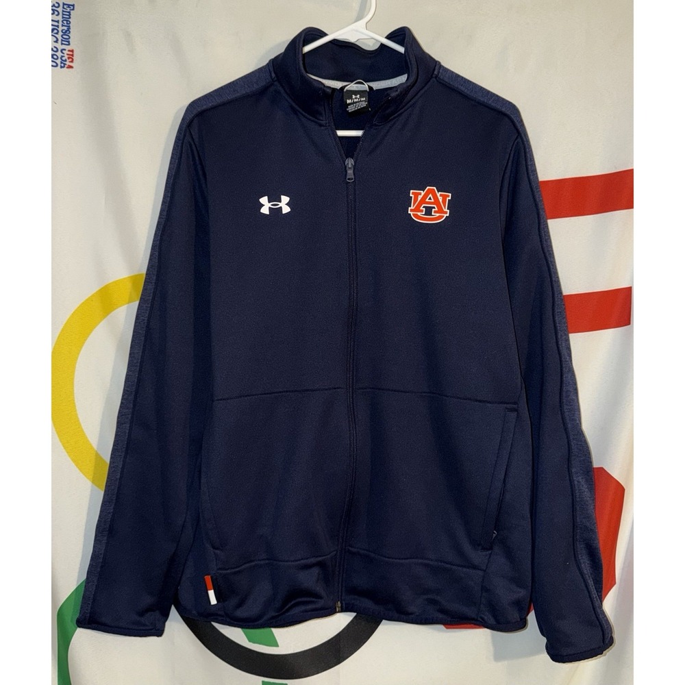 Under Armour Auburn Tigers Jacket Medium Full Zip Navy Blue Football